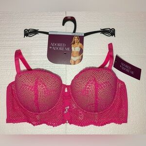 Women’s Morgan Natural Lift Lace Push Up Bra Adored by Adore Me Pink 38B